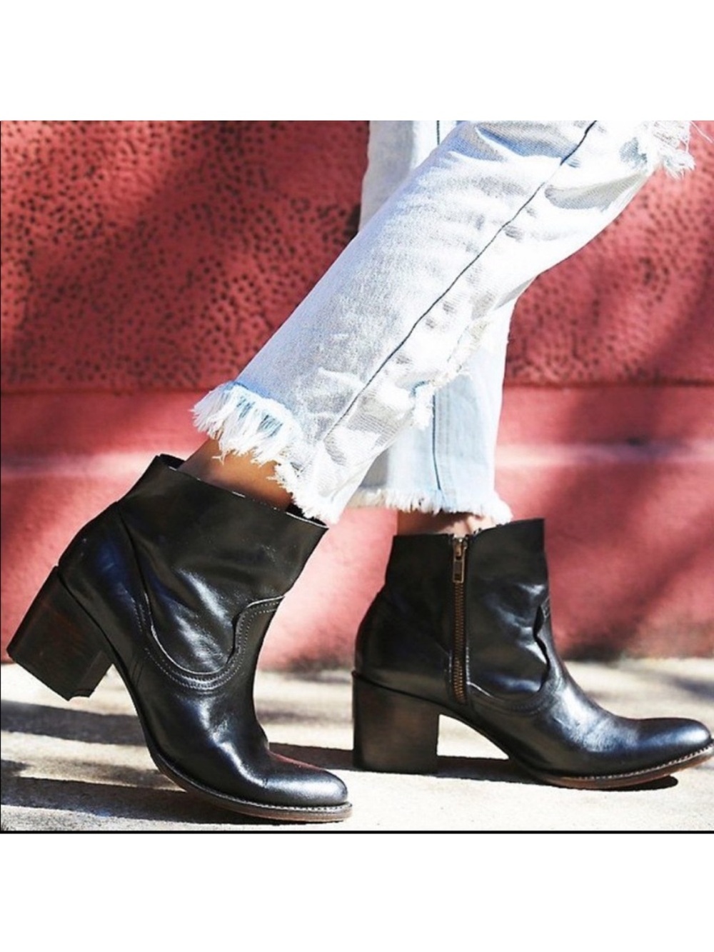 FREEBIRD BY STEVEN SALT Black Leather Ankle Boots Booties Sz 10 Cowgirl Boho